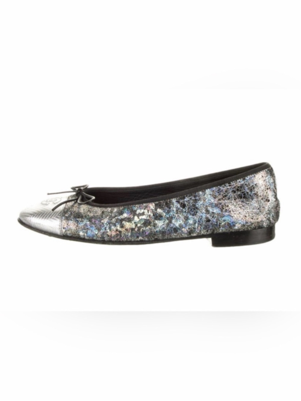 Chanel Classic CC Ballet Flat Cap Toe Rare Iridescent Suede EU 38.5 PLEASE READ - Picture 11 of 12